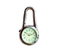 FOVAOK Reloj de bolsillo unisex con mosquetón de cuarzo, para colgar y colgar, para mujeres, hombres, enfermeras, médicos, estudiantes, regalos, plata, talla única