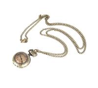 FOVAOK Reloj vintage de bolsillo pequeño Steampunk reloj de cuarzo con cadena de corazón hueco collar de aleación de color bronce, regalo para hombre, Marrón retro, talla única