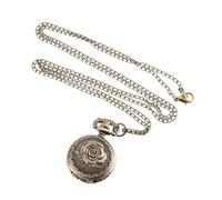 FOVAOK Reloj vintage de bolsillo pequeño Steampunk reloj de cuarzo con cadena de corazón hueco collar de aleación de color bronce, regalo para hombre, rosa (b), talla única