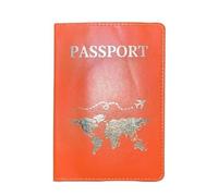 FOVAOK The World Map - Funda para pasaporte con estampado en caliente, diseño de avión simple para mujeres y hombres, funda de viaje para pasaporte, regalo de boda, B Naranja, Talla única