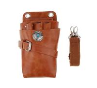 FOVAOK Tijeras de cuero genuino funda correa bolsa para peluquería estilista peluquería tijeras tijeras peluquería cintura titular, Marrón, 1PCS