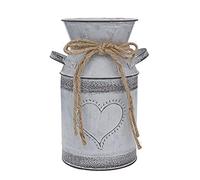 Fovasen Jarrón de Metal Estilo Shabby Chic, jarrón rústico Vintage Gris para Flores con Forma de Amor, diseñado para Sala de Estar, Boda, jardín, Oficina, decoración de Navidad, 7.5 Pulgadas de Alto