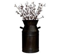 Fovasen Jarrón de metal galvanizado para leche, cubo de leche, estilo francés, vintage, rústico, decorativo, con asa, para decoración rústica del hogar, centro de mesa de boda y regalo de inauguración