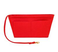 Fovasen Organizador de bolso de fieltro, inserto organizador de bolsa con asas, llavero, bolso de bolsillo, bolsa de almacenamiento de cosméticos para mujer, rojo-XL