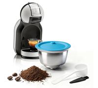 FOVNOT Cápsula De Café Reutilizable Para Dolce Gusto, Vaso De Filtro De Acero Inoxidable Recargable Para Cápsulas De Café Tapas De Silicona Apta Para Uso Alimentario Compatible con Piccolo Xs/Genio S