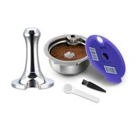 FOVNOT Cápsulas de Café Reutilizables para Bosch Tas, 180mL Acero Inoxidable, Rellenables, con Tapa de Silicona y Prensador de 51mm. Compatibles con Las Series Happy, Vivy, My Way de Tas