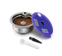 FOVNOT Cápsulas de Café Reutilizables para Bosch Tas, de Acero Inoxidable Cápsula de Café Recargable Con Tapa de Silicona y Código de Barras Universal Compatible con Tas Happy, Vivy (220mL)