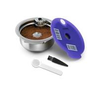 FOVNOT Cápsulas de Café Reutilizables para Bosch Tas, de Acero Inoxidable Cápsula de Café Recargable Con Tapa de Silicona y Código de Barras Universal Compatible con Tas Happy, Vivy (180mL)