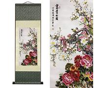 FOVNOT Decoracion China, Asiático Pared Decoración Hermosa Seda Desplazarse Tapices de Pared China Arte Pared Cuadros Decorativo Cuadro Desplazarse