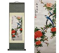 FOVNOT Decoracion China, Asiático Pared Decoración Hermosa Seda Desplazarse Tapices de Pared China Arte Pared Cuadros Decorativo Cuadro Desplazarse