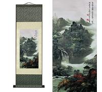 FOVNOT Decoracion China, Asiático Pared Decoración Hermosa Seda Desplazarse Tapices de Pared Chino Arte Pared Cuadros Decorativo Cuadro Desplazarse