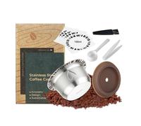FOVNOT Reutilizable Ve-tuo Cápsulas Recargables Café Píldoras Alimentos Grado Silicona Tapas Acero Inoxidable Café Cápsula Compatible con Ve-tuo Pop/Plus, De-longhi ENV135/ENV150 (150mL)