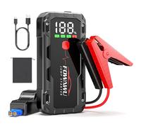 FOWAWU 6000A Arrancador de Baterias de Coche, 22800mAh 12V Earrancador de Coches Portatil(para 10L de Gasolina o 8L de Diésel) con Clip Inteligente,Linterna LED, 5 * 3.5CM Pantalla Grande, QC 3.0