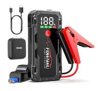 FOWAWU 7000 A Arrancador de Baterias de Coche, 26800 mAh 12V Earrancador de Coches Portatil(para 12L de Gasolina o 10L de Diésel) con Clip Inteligente,Linterna LED, 5 * 3,5 CM Pantalla Grande, QC 3,0