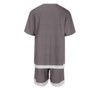 Foweknow 2 piezas traje de verano para hombre traje deportivo falso de dos piezas camiseta y pantalones cortos conjunto de chándal corto de dos piezas traje casual ropa deportiva hombres chándal