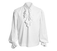 Foweknow Camisa de hombre de manga larga vintage con volantes, camisa de tiempo libre, camisa pirata medieval, disfraz de pirata retro steampunk, camiseta gótica, ligera, suave, estilo cortesano