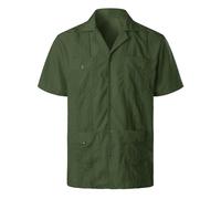 Foweknow Camisa para Hombre Guayabera Camiseta de Manga Corta Cuello Relax Camisa Casual Cercano Oriente Camisa Árabe Con Bolsillo Múltiple Camisa de Playa Para Boda Fiesta Moderna Ligera Casual