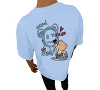 Foweknow Camiseta para hombre Oversize Backprint Oso Estampado Parte Superior Cuello Redondo Estampado Espalda Camiseta de Manga Corta Camiseta de Verano Gym Hip Hop Y2K Streetwear Tee Tops