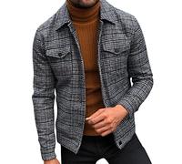 Foweknow Cárdigan para hombre a cuadros chaqueta de entretiempo chaqueta fría cómoda gabardina sencillez versátil chaqueta de exterior de corte regular chaqueta de trabajo para el tiempo libre con