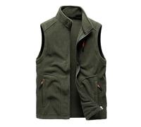 Foweknow Chaleco de forro polar para hombre, otoño e invierno, cálido, cuello alto, sin mangas, chaleco polar para montañismo, informal, sólido, a prueba de viento, deportivo, con bolsillo de
