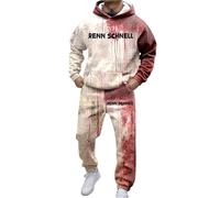 Foweknow Chándal para hombre con problemas resueltos, traje de ocio con capucha y pantalones de chándal para Halloween, juego de estampado de salpicaduras de sangre, traje deportivo para horror, traje