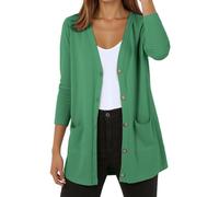 Foweknow Chaqueta de punto para mujer, larga, elegante, frontal abierta, ligera, de entretiempo, monocolor, chaqueta de otoño, chaqueta de punto larga, ligera, fina, chaqueta de punto para exteriores
