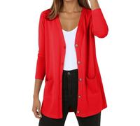 Foweknow Chaqueta de punto para mujer, larga, elegante, frontal abierta, ligera, de entretiempo, monocolor, chaqueta de otoño, chaqueta de punto larga, ligera, fina, chaqueta de punto para exteriores
