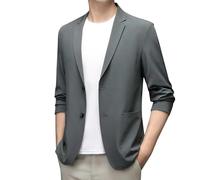 Foweknow Chaqueta Hombre Blazer Liso Moderno Versátil Chaqueta de Traje Transpirable Corte Regular Chaqueta de Trabajo Fina Tallas Grandes Deportiva Chaqueta Exterior Con Botonadura, gris, 4XL