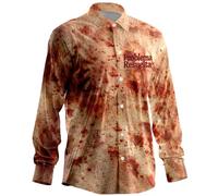 Foweknow Disfraz de Halloween para hombre, camisa de manga larga con estampado de salpicaduras de sangre, camiseta de manga larga con botones para hombre, camiseta para Halloween, carnaval, Brick Red4