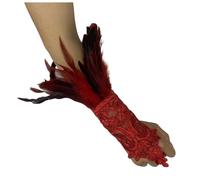 Foweknow Guantes largos de encaje de plumas para carnaval, Halloween, accesorios de disfraz, espectáculo de graduación, accesorios de disfraz, estilo oscuro, ropa gótica, sólida, traje de fiesta de