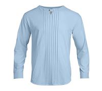 Foweknow Henley Shirt Herren Langarm Leinen Sweatshirt Sportshirt atmungsaktiv Freizeit Oberteil Fashion Langarmshirt Einfarbig Knöpfen Stehkragen Laufshirt Elegant Business Arbeitsshirt, Azul claro