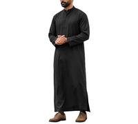 Foweknow Kaftan - Disfraz largo de tóbe párroco para hombre, retro, islámico, Royalty Dubai, túnica Ihram Jalabiya para hombre, largo musulmán, ramadán, Qamis, ropa de oración para hombres, ropa árabe