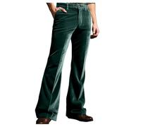 Foweknow Pantalones acampanados de moda para hombre, pantalones de pana sólidos, trajes de discoteca, ropa de club, vintage, pierna ancha, parte inferior con campana, ajuste estrecho, cómodos, hippie,