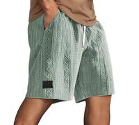 Foweknow Pantalones cortos para hombre, bermudas de verano, jacquard, con bolsillos, monocolor, informales, pantalones deportivos cómodos, pantalones de correr al aire libre, pantalones cortos de