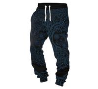 Foweknow Pantalones de deporte vikingos largos para hombre, estilo mito nórdico, hip hop, pantalones de chándal con cordón, disfraz medieval, cosplay, pantalones de entrenamiento, disfraz indio, ropa