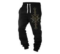 Foweknow Pantalones de deporte vikingos largos para hombre, estilo mito nórdico, hip hop, pantalones de chándal con cordón, disfraz medieval, cosplay, pantalones de entrenamiento, disfraz indio, ropa