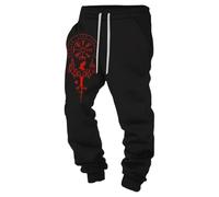 Foweknow Pantalones de deporte vikingos largos para hombre, estilo mito nórdico, hip hop, pantalones de chándal con cordón, disfraz medieval, cosplay, pantalones de entrenamiento, disfraz indio, ropa