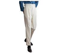 Foweknow Pantalones Gurkha para hombre de cintura alta, rectos, diseño de espiga, pantalones de traje vintage italianos, pantalones de Nápoles, sin cinturón, ajuste estrecho, pantalones de negocios,