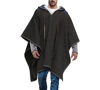 Foweknow Poncho con capucha para hombre Clint Eastwood Poncho Capa espesada Abrigo de Invierno Cálido y Suave Poncho de Manta Hombres Cómodo Ropa de Casa Moda Gótica Chaqueta de Invierno con Capucha