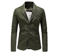 Foweknow Sakko Chaqueta de traje de algodón sólido para hombre, simplicidad moderna, versátil, deportiva, estrecha, informal, chaqueta de moda, chaqueta funcional, chaqueta de trabajo de negocios,