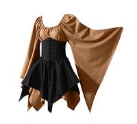 Foweknow Steampunk - Vestido gótico medieval para mujer, vestido de ramillete renacentista, mini fiesta, princesa, vestido de noche, vestido de noche, retro, vikingo, cosplay, vestido de cóctel, Negro