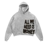 Foweknow Sudadera con capucha de gran tamaño para hombre Y2K All We Need is Money Print Sweatjacke Hip-Hop Sweatshirt mit Kapuze Funny Harajuku Kapuzenpulli Faschingskostüme Männer Karneval Kostüm, 02