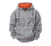 Foweknow Sudadera con capucha para hombre con cremallera de manga larga para otoño e invierno, sudadera con capucha monocromática para hombre, sudadera cómoda de trabajo, chaqueta informal, Gris claro
