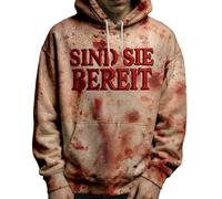 Foweknow Sudadera con capucha para hombre con problemas resueltos, estampado de salpicaduras de sangre, parte superior, disfraz de Halloween, horror, estampado de sangre, sudadera con capucha de manga