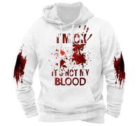 Foweknow Sudadera con capucha para hombre I'm Ok It's Not My Blood Sudaderas con capucha para hombres Halloween con estampado de sangre suéter casual de manga larga sudadera con capucha suave sudadera