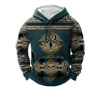 Foweknow Sudadera con capucha para hombre vintage vaquero sudadera con capucha disfraz hippie hombre casual suéter con capucha estampado occidental camiseta de manga larga sudadera deporte casual ropa