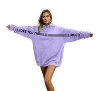 Foweknow Sudadera con capucha para mujer con texto "I Love You" Harajuku Oversized Sweatshirt Sport Style Pullover mit Tasche Stilvolle Locker Hoody Sportshirts bequem weich Kapuzenpulli Langarmshirt
