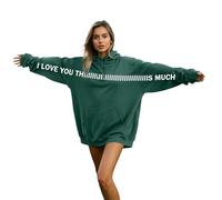 Foweknow Sudadera con capucha para mujer con texto "I Love You" Harajuku Oversized Sweatshirt Sport Style Pullover mit Tasche Stilvolle Locker Hoody Sportshirts bequem weich Kapuzenpulli Langarmshirt