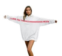 Foweknow Sudadera con capucha para mujer con texto "I Love You" Harajuku Oversized Sweatshirt Sport Style Pullover mit Tasche Stilvolle Locker Hoody Sportshirts bequem weich Kapuzenpulli Langarmshirt