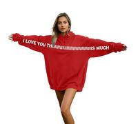 Foweknow Sudadera con capucha para mujer con texto "I Love You" Harajuku Oversized Sweatshirt Sport Style Pullover mit Tasche Stilvolle Locker Hoody Sportshirts bequem weich Kapuzenpulli Langarmshirt
